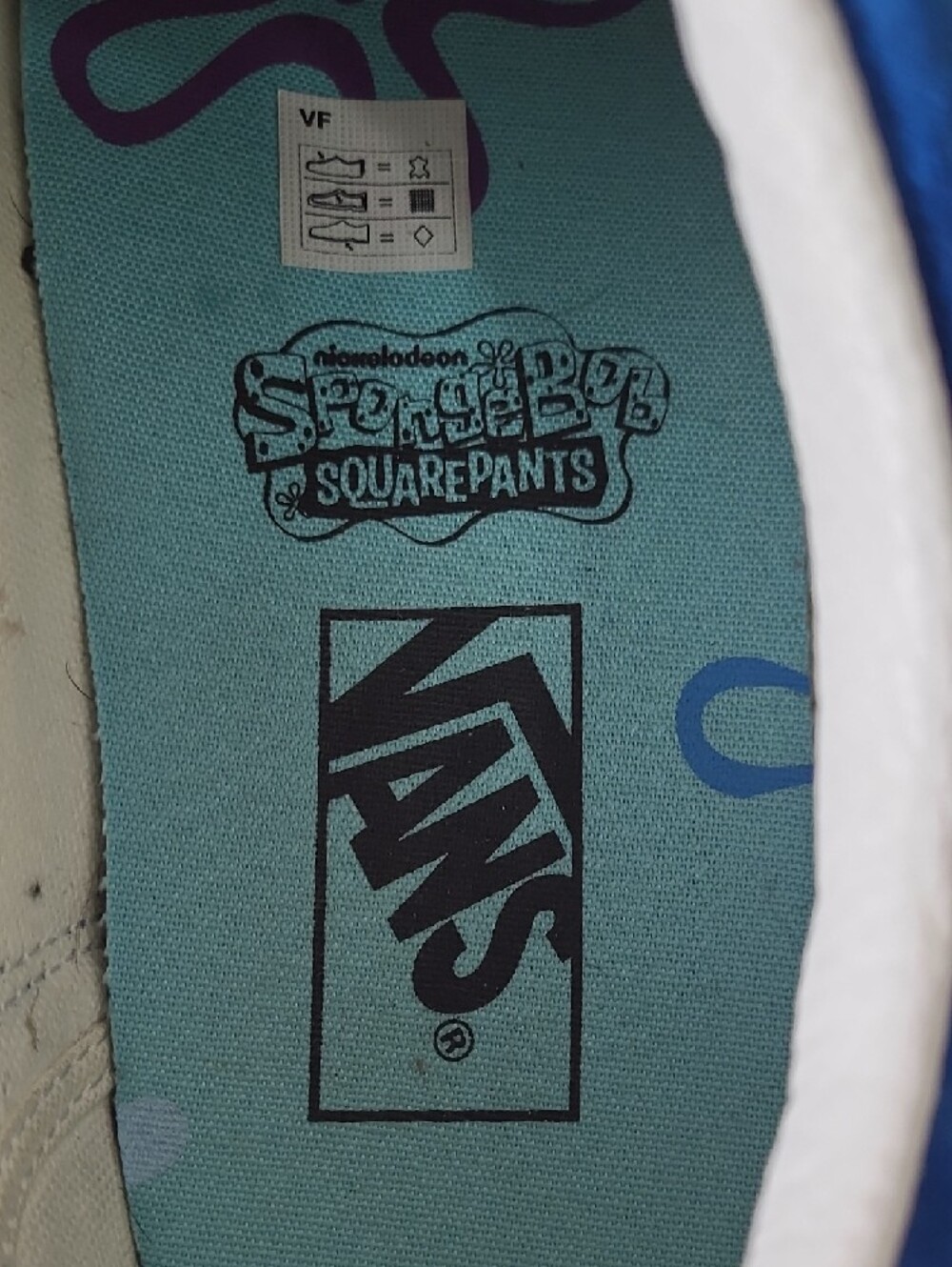 Vans Black and Blue Mens Sneakers with Yellow Character Spongebob Patch - Picture 2 of 16